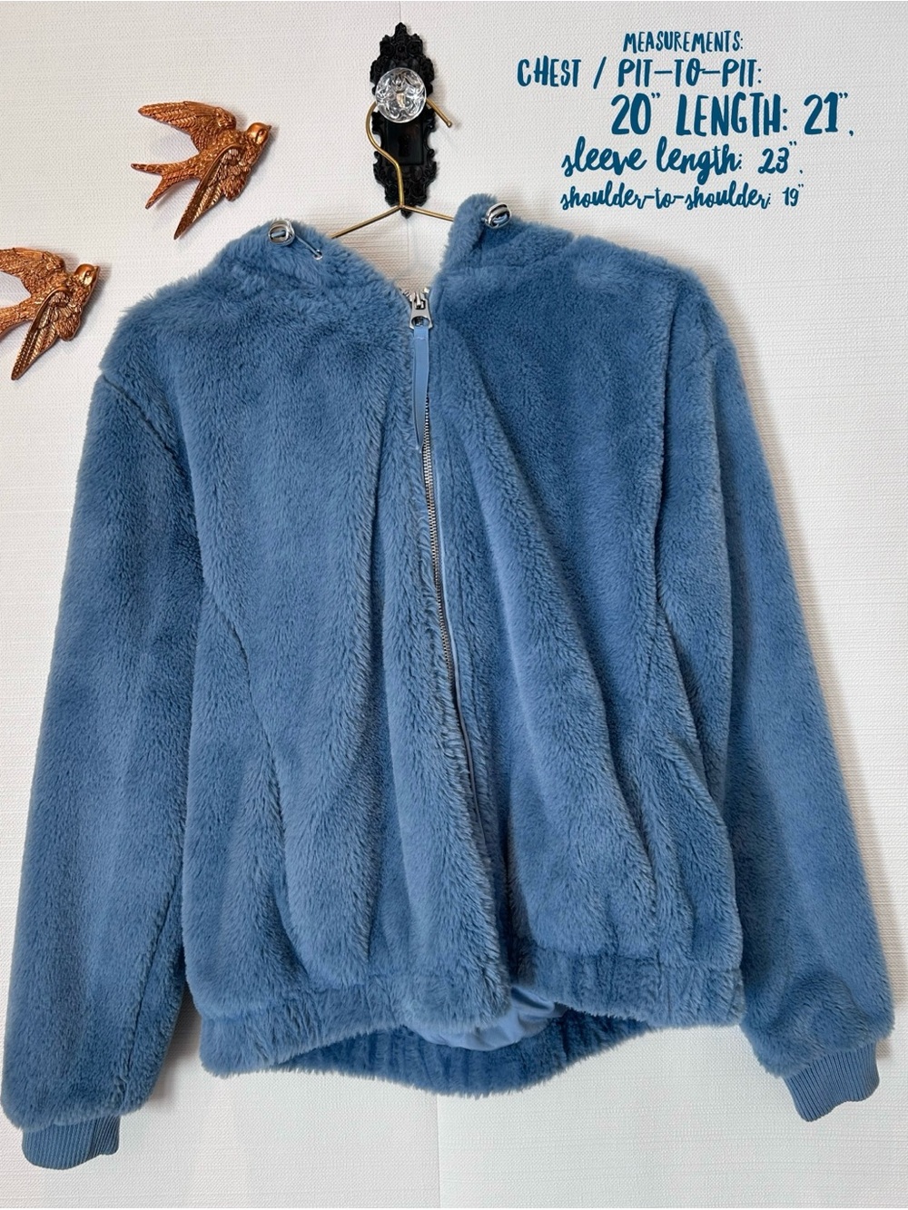 Love and Liberty Blue Faux Fur Zip-up Jacket